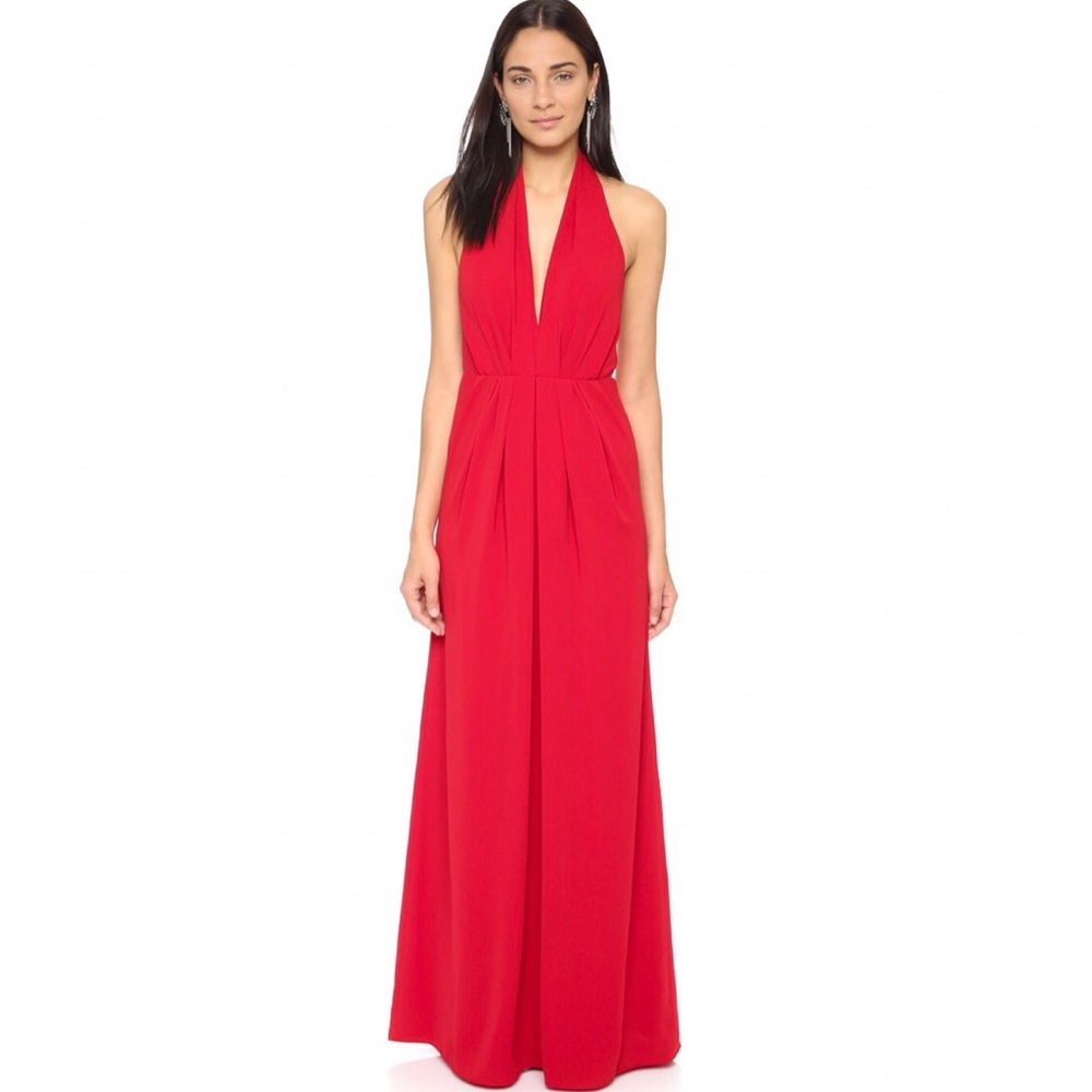 Jill Stuart bright red halter gown